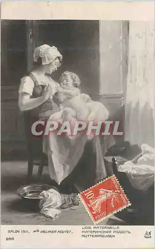 Cartes postales Salon 1911 Mlle Vallayer Moutet Joie Maternelle