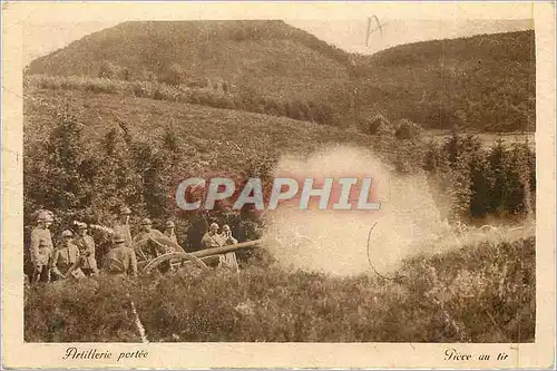 Cartes postales Artillerie Portee Piece au Tir Militaria