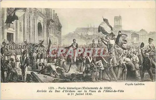 Cartes postales D'Apres Laviliere Paris Historique Arrivee du Duc d'Orleans sur la Place de l'Hotel de Ville le