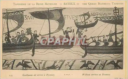 Ansichtskarte AK Tapisserie de la Reine Mathilde Bayeux Guillaume est Arrive a Pevensey