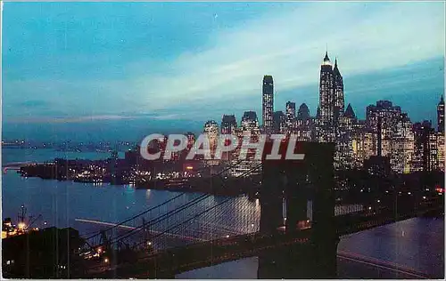 Cartes postales moderne Nightfall in Lower Manhattan with Brooklyn Bridge New York City