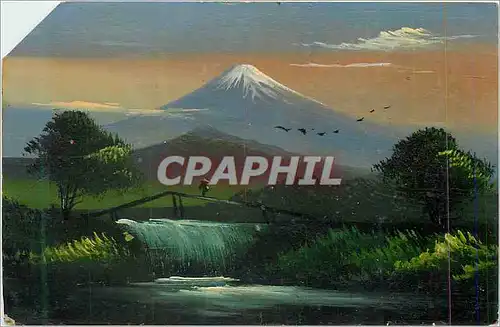 Ansichtskarte AK Paysage Japon Volcan (dessin a la main)