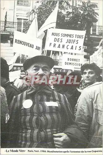 Cartes postales moderne Le Monde Vecu Paris 7 Oct 1980 Manifestation apres L'attentat de la Rue Copernic