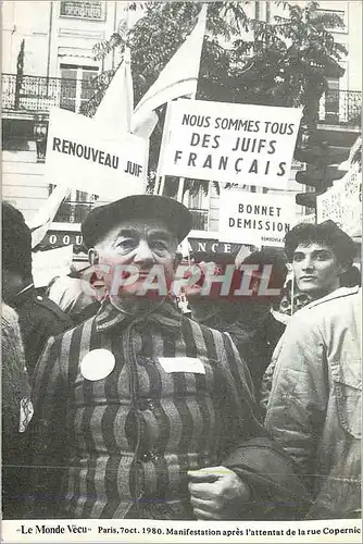 Moderne Karte Le Monde Vecu Paris 7 Oct 1980 Manifestation apres L'attentat de la Rue Copernic