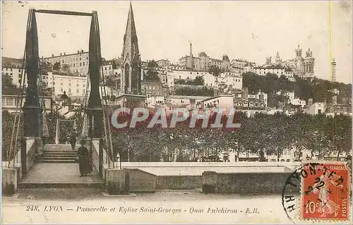 Ansichtskarte AK Lyon Passerelle et Eglise Saint Georges Quai Eulchiron