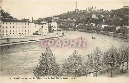 Cartes postales Lyon Vue sur la Saone vers le Quai Pierre Scize