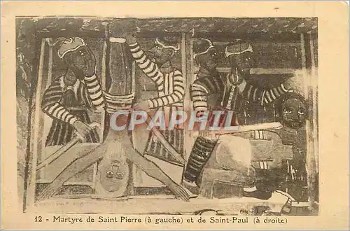 Cartes postales Martyre de Saint Pierre (a Gauche) et de Saint Paul(a droite)
