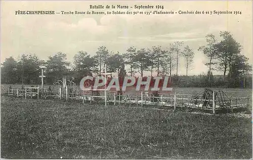 Ansichtskarte AK Bataille de la Marne Septembre 1914 Fere Champenoise Tombe Route de Bannes Militaria