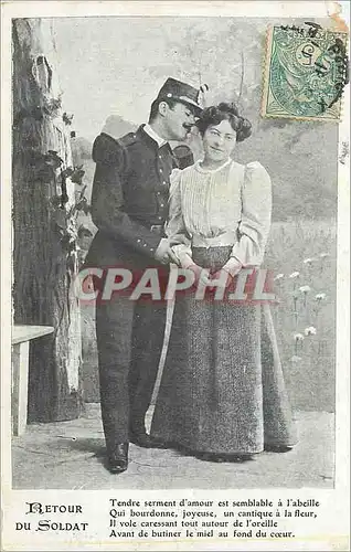 Cartes postales Retour du Soldat Tendre Serment d'Amour est semblable a l'Abeille Militaria
