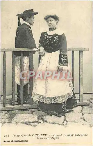 Cartes postales Jeunes Gens de Quimper Serment d'Amour dure toute la Vie en Bretagne Artaud et NOzals Nantes Fol
