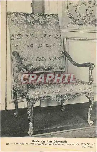 Cartes postales Musee des Arts Decoratifs Fauteuil en Bois Sculpte et Dore (France Comme du XVIIIe S)