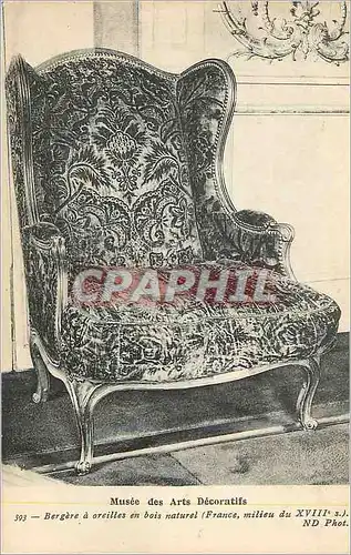 Cartes postales Musee des Arts Decoratifs Bergere a Oreilles en Bois Naturel (France Comme du XVIIIe S)