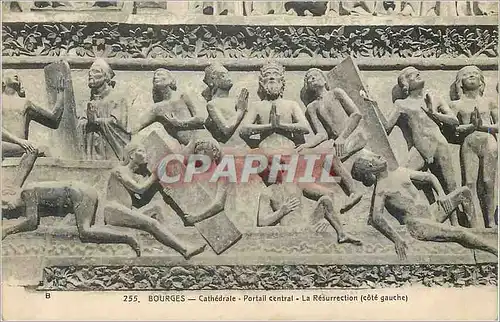 Cartes postales Bourges Cathedrale Portial Central La Resurrectiion (Cote Gauche)