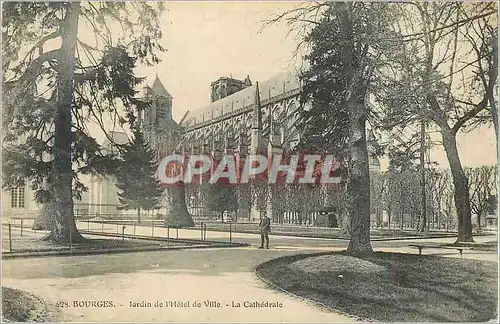 Cartes postales Bourges Jardin de l'Hotel de Ville La Cathedrale