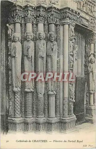 Cartes postales Cathedrale de Chartres Pilastres du Portail Royal