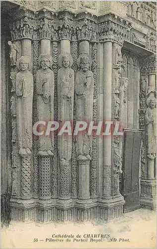 Cartes postales Cathedrale de Chartres Pilastres du Portail Royal