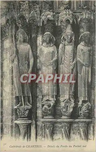 Cartes postales Cathedrale de Chartres Details du Porche du Portail Sud