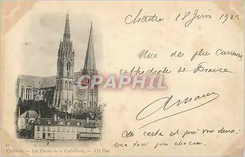 Cartes postales Chartres Les Fleches de la Cathedrale (carte 1900)