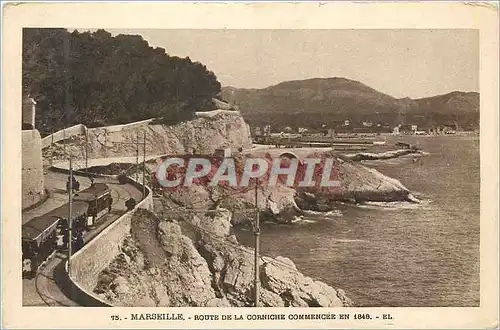 Cartes postales Marseille Route de la Corniche Commencee en 1848