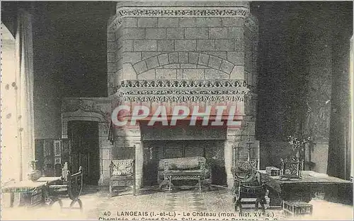 Cartes postales Langeais (I et L) Le Chateau (Mon His XVe S) Cheminee du Grand Salon