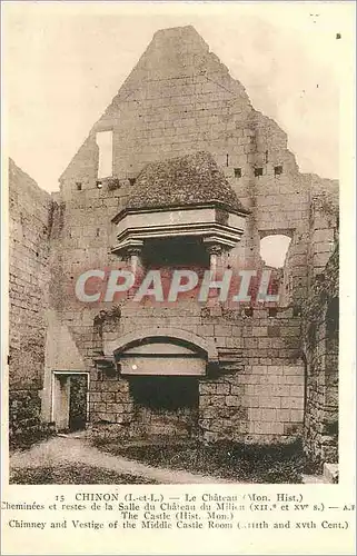 Cartes postales Chinon (I et L) Le Chateau (Mon Hist) Cheminee et Restes de la Salle du Chateau du Milieu