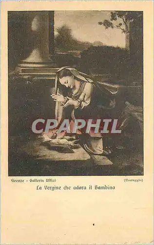 Cartes postales Firenze Galleria Uffizi (Correggio) La Virgine che Adora il Bambino