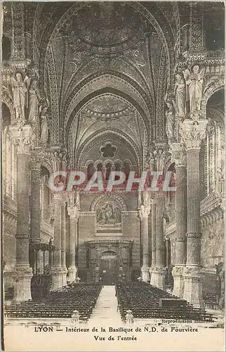 Cartes postales Lyon Interieur de la Basilique de N D de Fourviere Vue de l'Entree