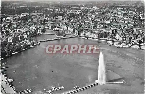 Cartes postales moderne Geneve Vue Aerienne du Jet d'Eau la Rade et la Ville