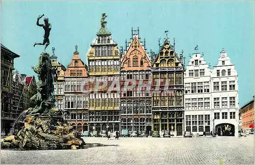 Moderne Karte Anvers Grand Place et Monument Brado Jef Lambeaux
