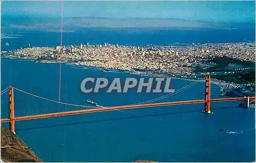 Moderne Karte Air View of Golden Gate Bridge San Francisco