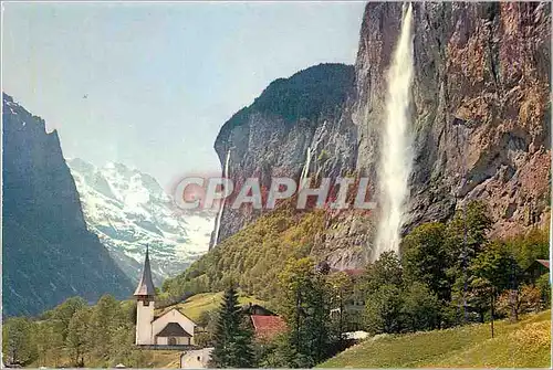 Moderne Karte Lauterbrunnen Mit Staubbach Grosshorn