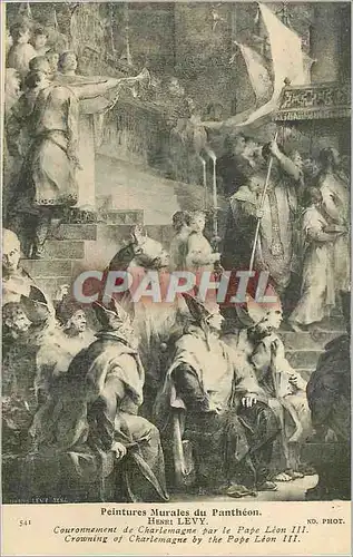 Cartes postales Peintures Murales du Pantheon Henri Kevy Couronnement de Charlemagne par le Pape Leon III
