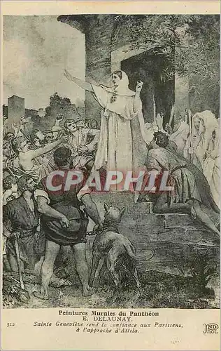 Cartes postales Peintures Murales du Pantheon E Delaunay Sainte Genevieve Rend la Confiance aux Parisiens