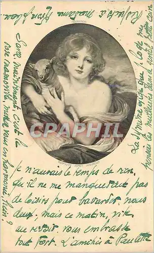 Cartes postales Enfant avec Colombe Greuze