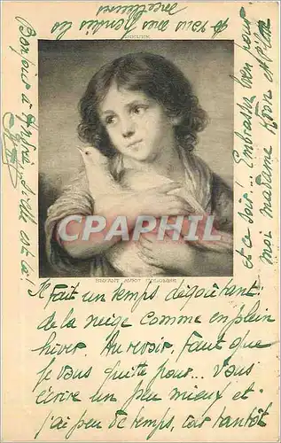 Ansichtskarte AK Enfant avec Colombe Greuze