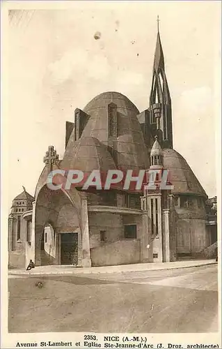 Cartes postales Nice (A M) Avenue St Lambert et Eglise Ste Jeanne d'Arc (J Droz Architecte)