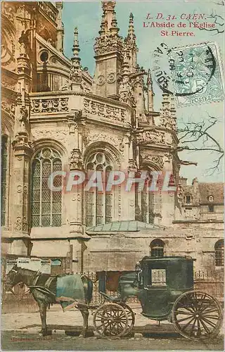 Cartes postales Caen L'Abside de L'Eglise St Pierre Caleche (animee)