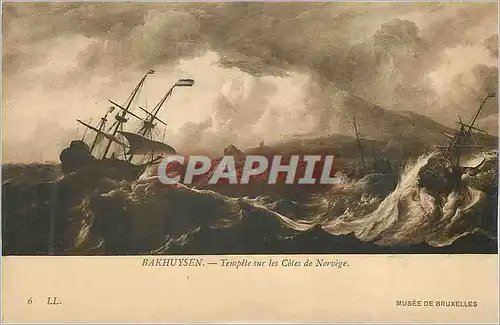 Cartes postales Bakhuysen Tempete sur les Cotes de Norvege
