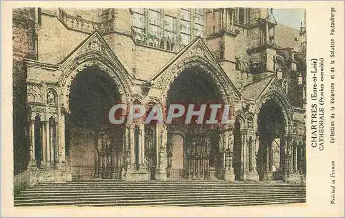 Ansichtskarte AK Chartres (Eure et Loir) La Cathedrale (Porches Ensemble)