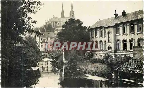 Moderne Karte Chartres (Eure et Loir) vue prise du Pont Neuf