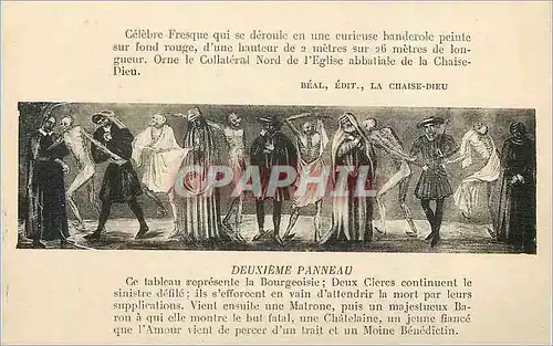 Cartes postales Celebre Fresque qui se Deroule en une Curieuse Banderole peinte sur le fond rouge la Chaise Dieu