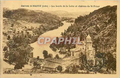 Cartes postales Environs de Roanne (Loire) les Bords de la Loire et Chateau de St Priest
