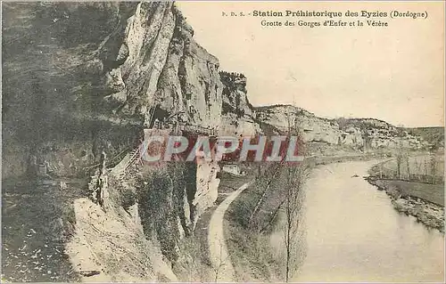 Ansichtskarte AK Dordogne Station Prehistorique des Eyzies Grotte des Gorges d'Enfer et la Vezere