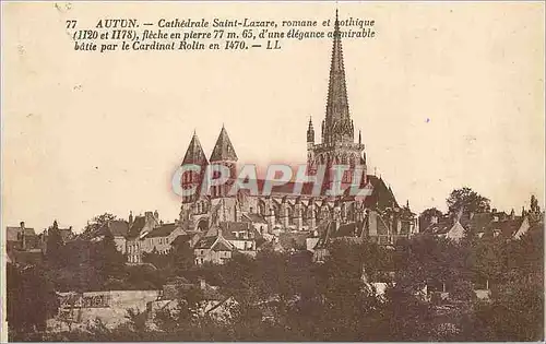 Cartes postales Autun Cathedrale Saint Lazare Romane et Gothique(1120 et 1178) Fleche en Pierre 77m65