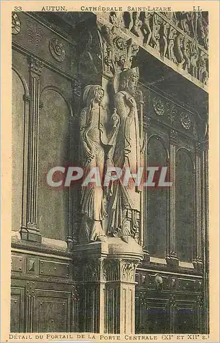 Cartes postales Autun Cathedrale Saint Lazare Detail du Portail de la Porte Centrale (XI et XIIe s)