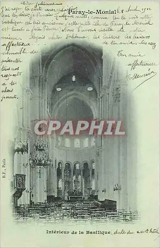 Cartes postales Paray le Monial Interieur de la Basilique (carte 1900)