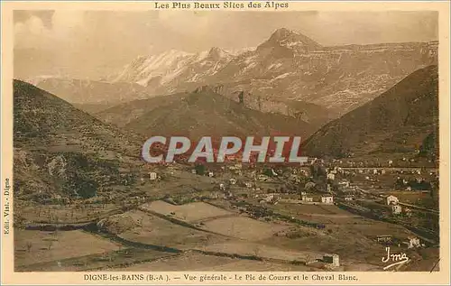 Cartes postales Les Plus Beaux Sites des Alpes Digne les Bains (B A) Vue Generale Le Pic de Couars et le Cheval