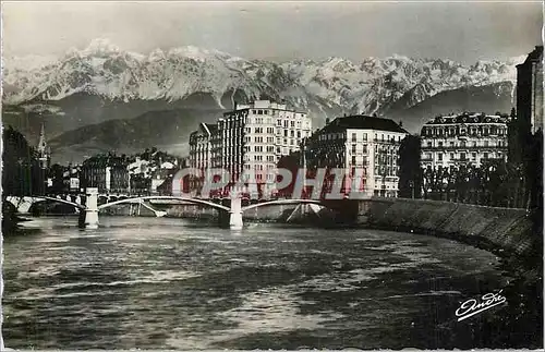 Cartes postales moderne Les Belles Alpes Francaises Grenoble Pont de la Porte de France et les Alpes