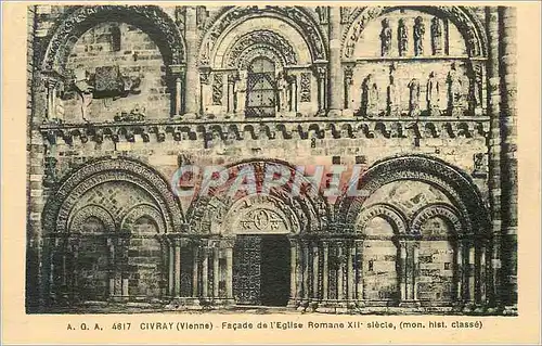 Cartes postales Civray (Vienne) Facade de l'Eglise Romane XIIe Siecle (Mon His Classe)