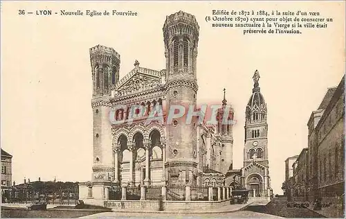 Cartes postales Lyon Nouvelle Eglise de Fourviere Edifiee de 1872 a 1884